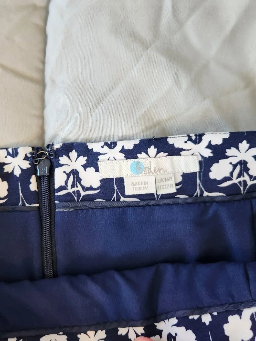 Boden Blue White Floral‎ Flowers Geometric Pencil Skirt